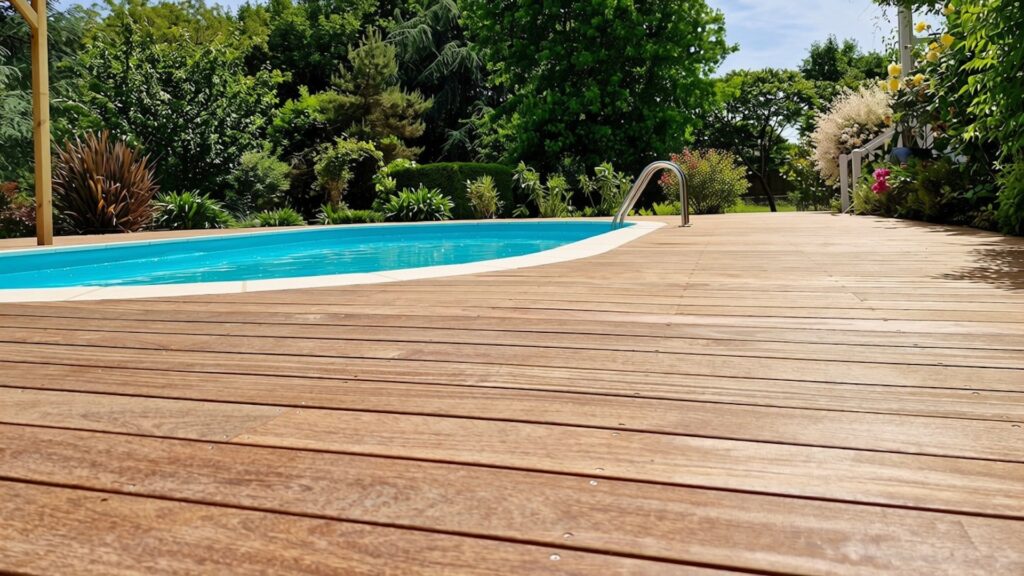 terrasse-bois-exotique-cumaru Terrasse en bois exotique Cumaru rouge autour d'une piscine